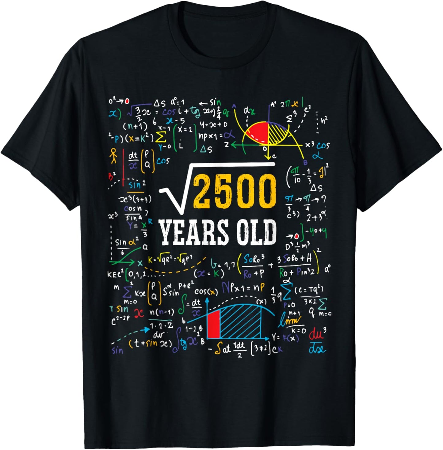 Square Root of 2500 Men Women 50 Years Old 50th Birthday T-Shirt - T-Shirt | Black