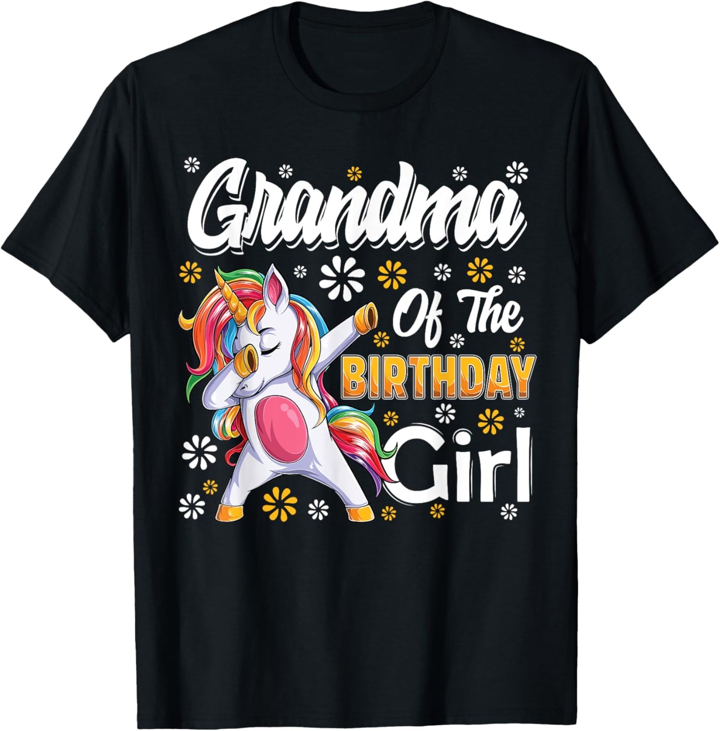 awesome dabbing unicorn birthday Grandma Family Matching T-Shirt - T-Shirt | Black
