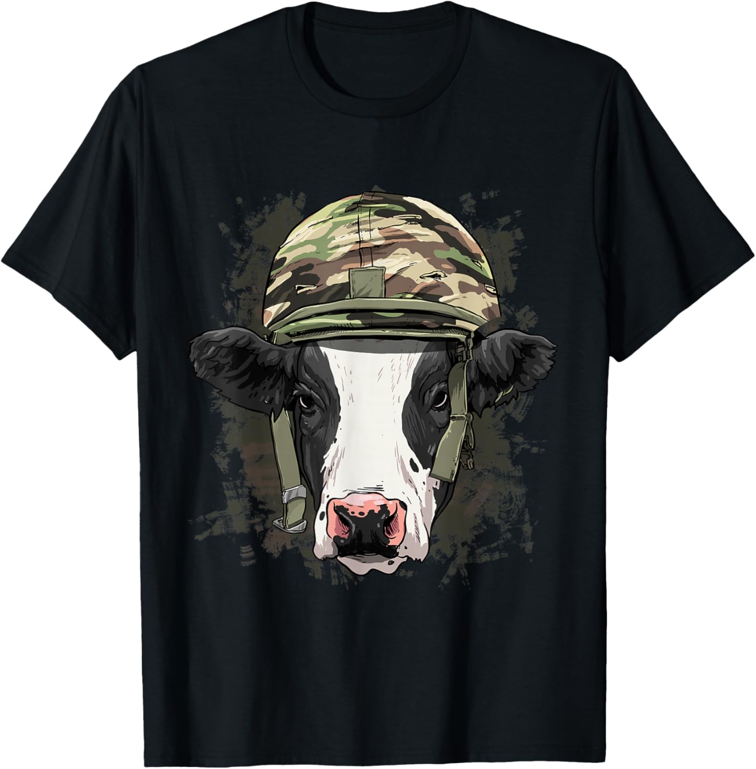 Cow Soldier Veteran Army Cow Farm Animal Lover T-Shirt - T-Shirt | Black