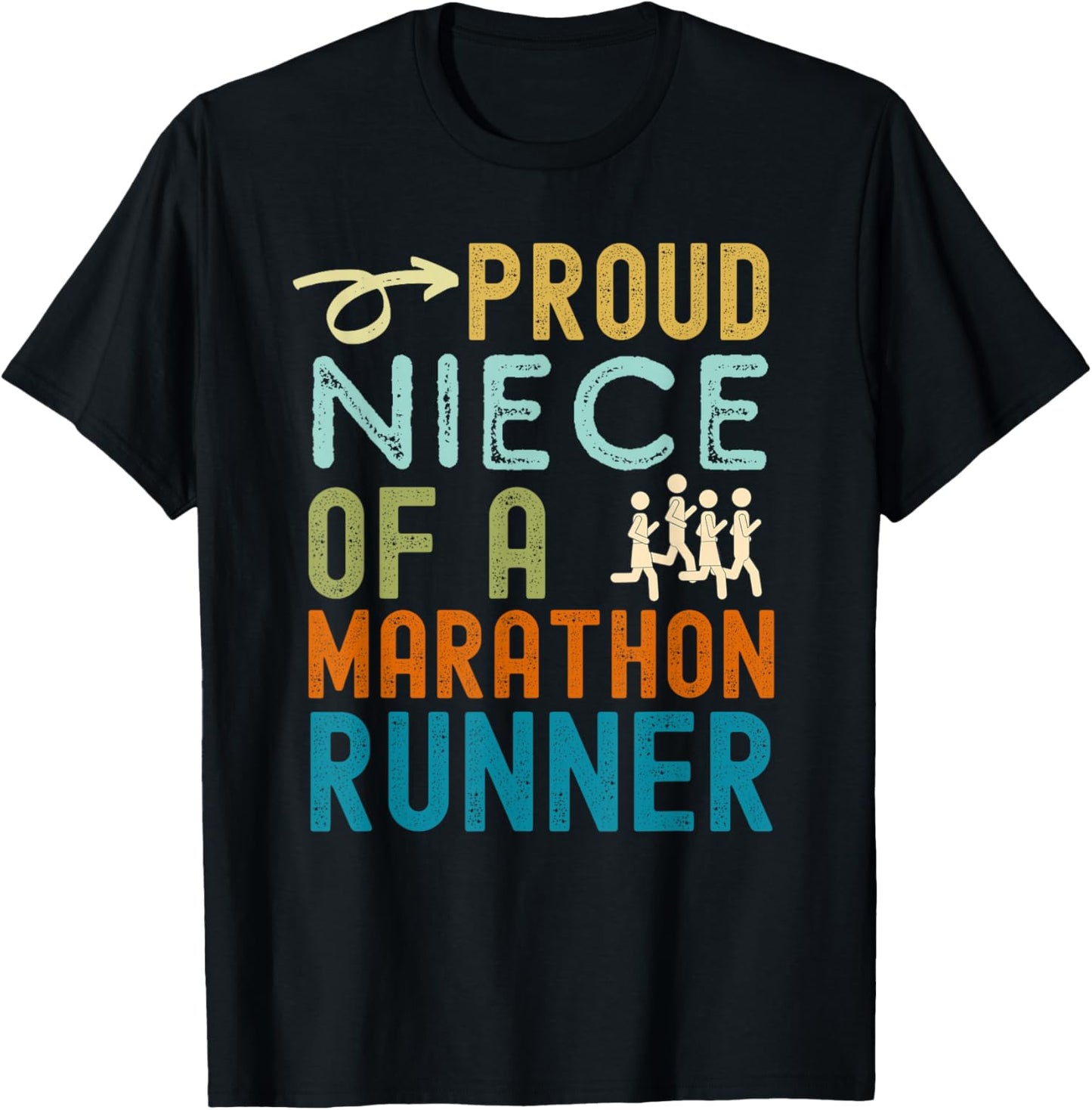 Proud niece of a marathon runner retro vintage distressed T-Shirt - T-Shirt | Black