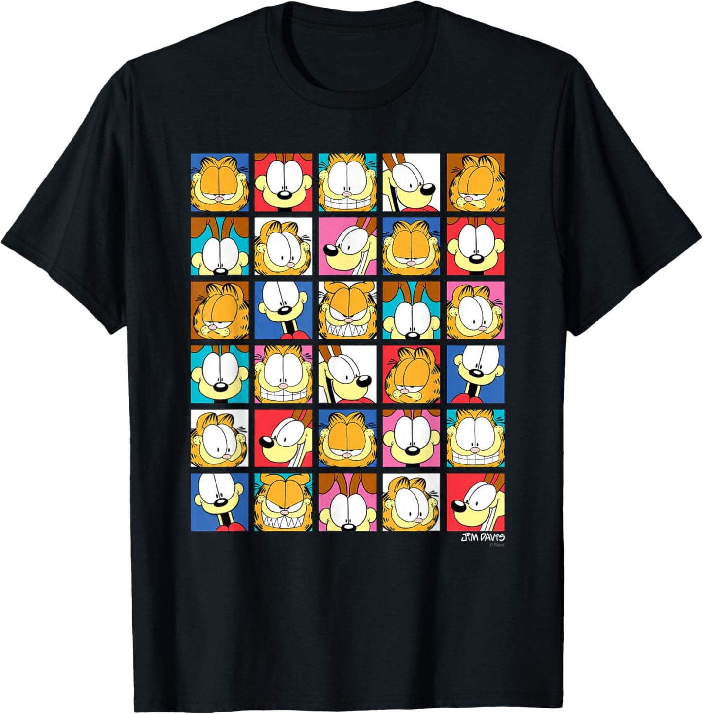 Garfield Expressions Collage Cartoon Cat T-Shirt - T-Shirt | Black