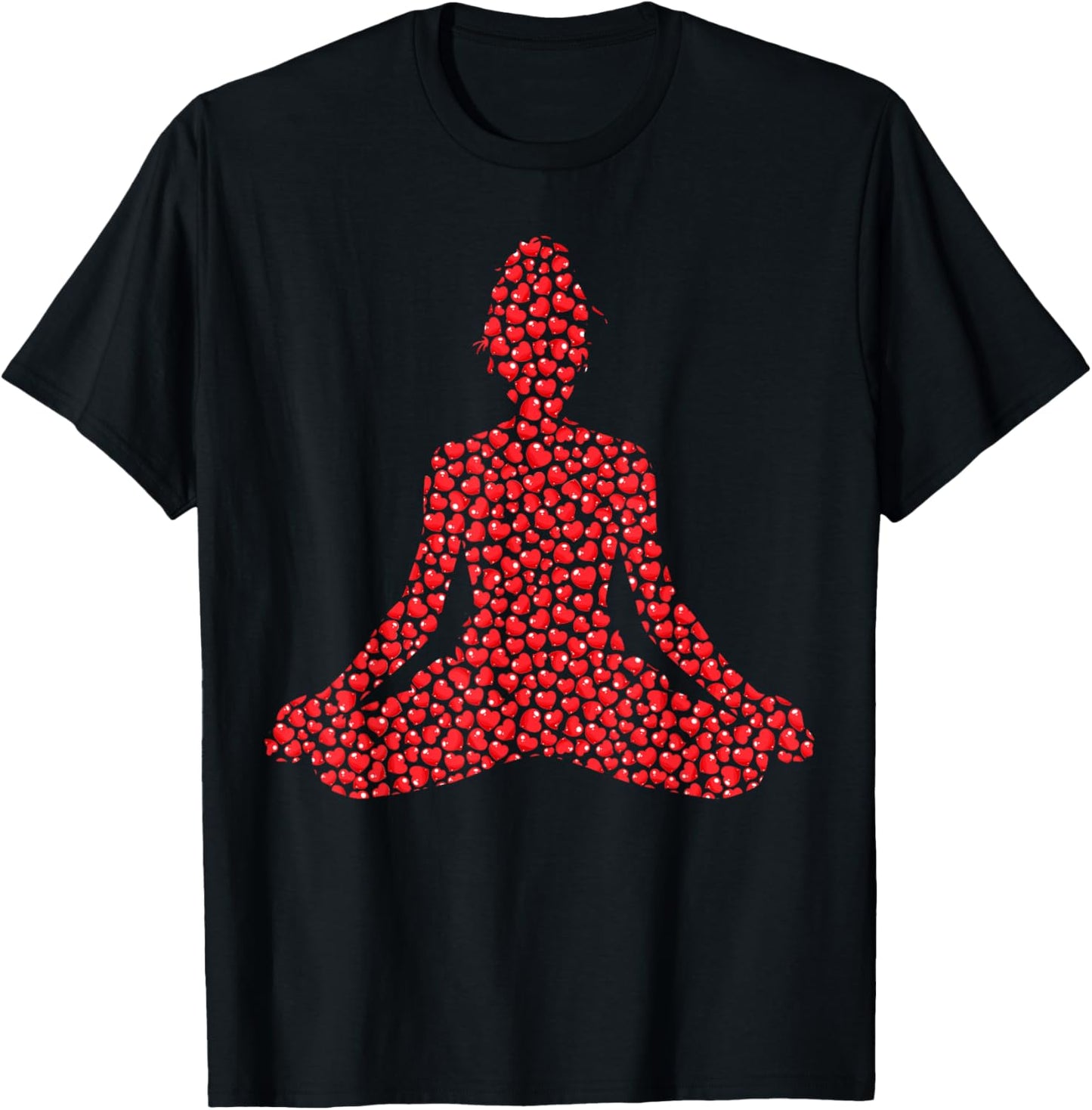 Yoga Lover Heart Shape Yoga Valentine's Day T-Shirt - T-Shirt | Black