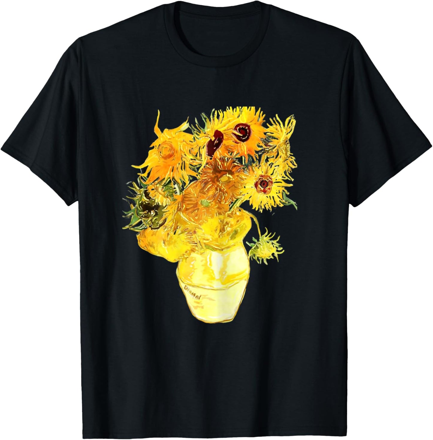 Van Gogh Sunflowers art Vintage Floral Painting T-Shirt - T-Shirt | Black