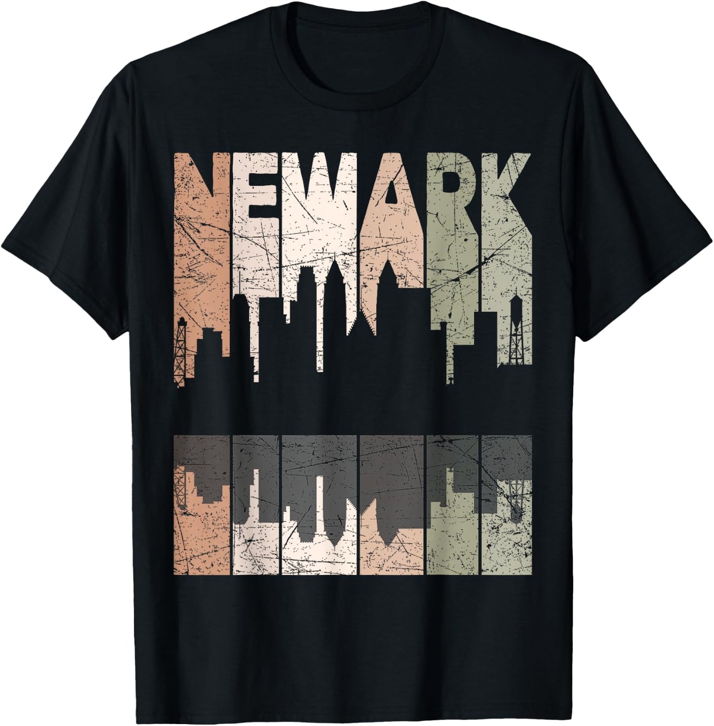 Newark Vintage Newark New Jersey Retro Newark Skyline T-Shirt - T-Shirt | Black