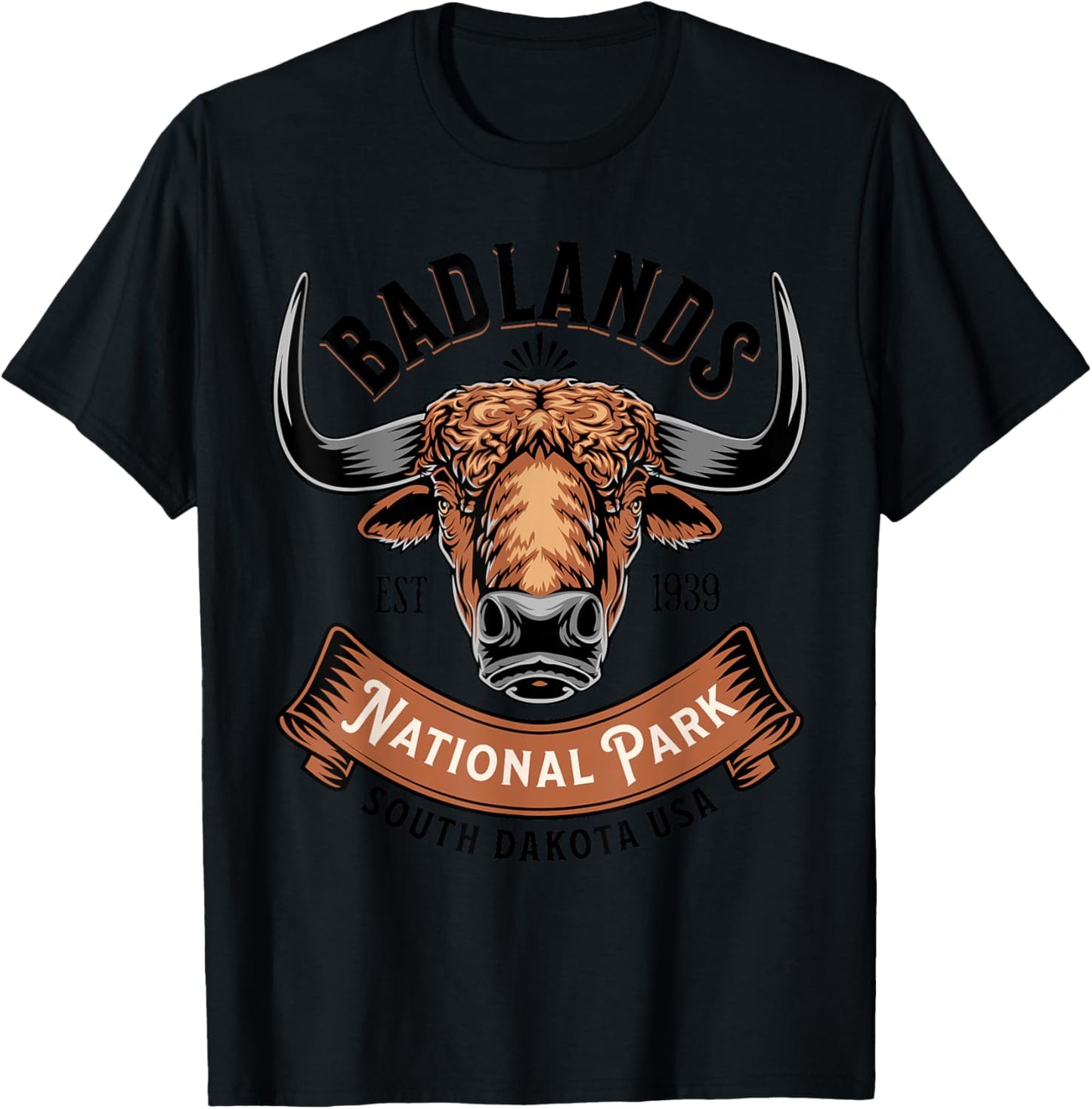 Badlands National Park South Dakota Buffalo Hike Outdoors T-Shirt - T-Shirt | Black