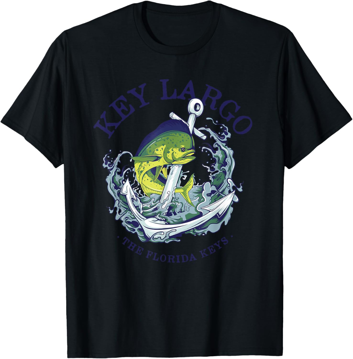 Vintage Mahi Mahi Key Largo Florida T-Shirt - T-Shirt | Black