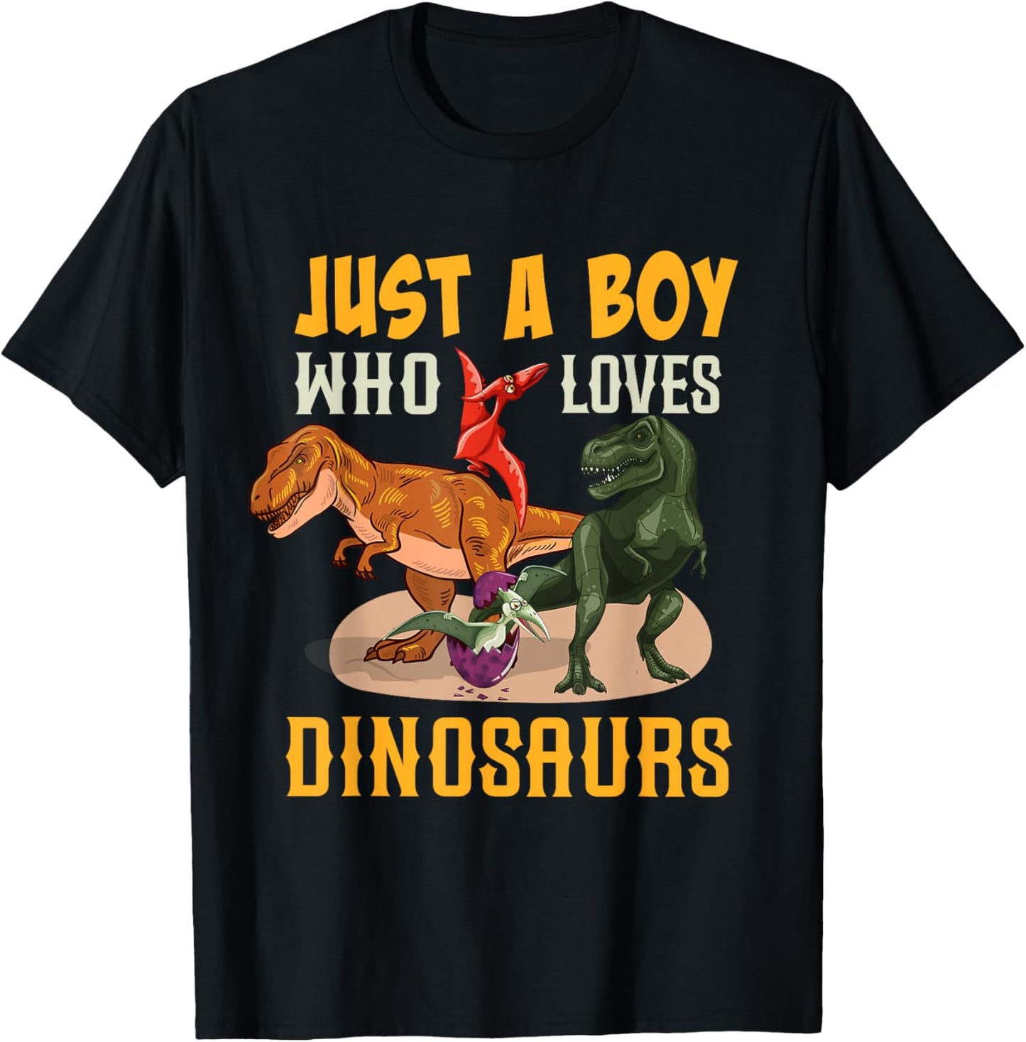 Just a Boy Who Loves Dinosaurs Young Paleontologist T-Shirt - T-Shirt | Black
