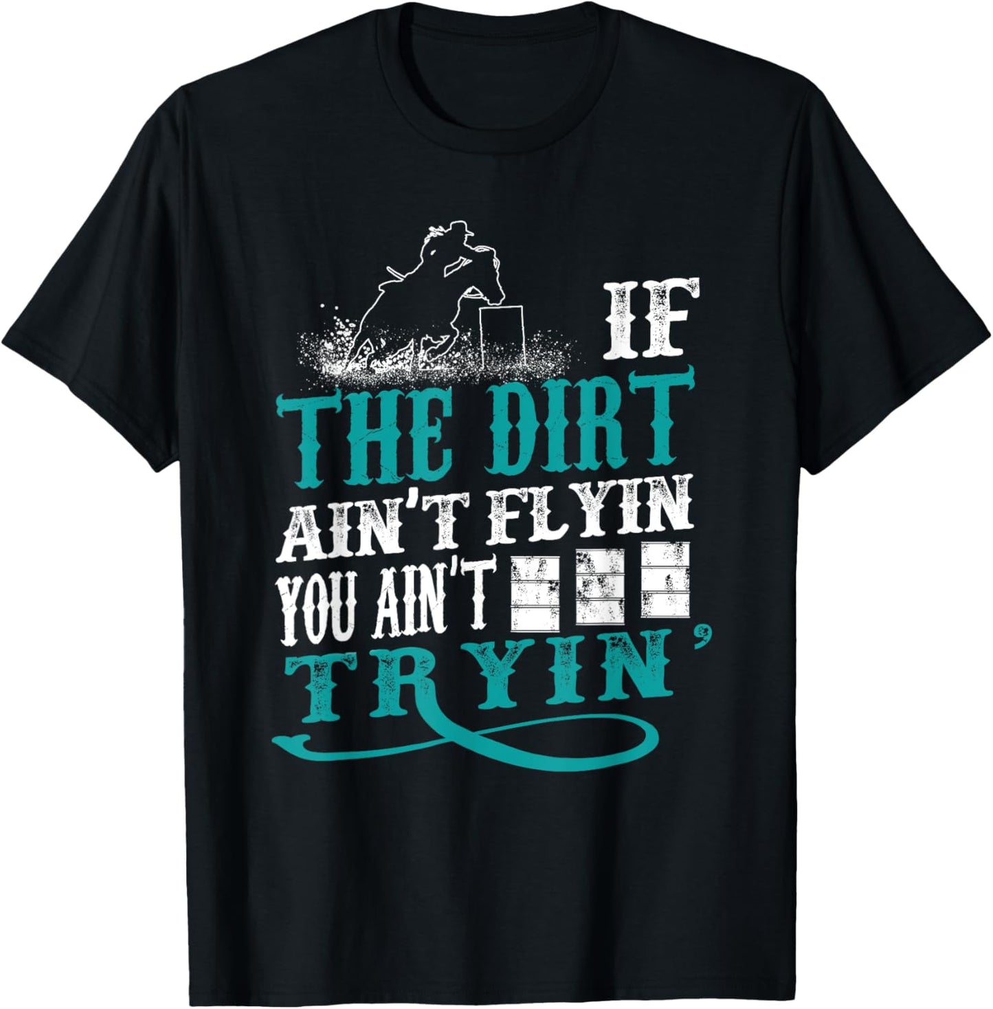 Funny Barrel Racer Outfit For Girls & Women Turquoise Equestrian Archery Small Classic Fit Lace Embellished T-Shirt - T-Shirt | Black