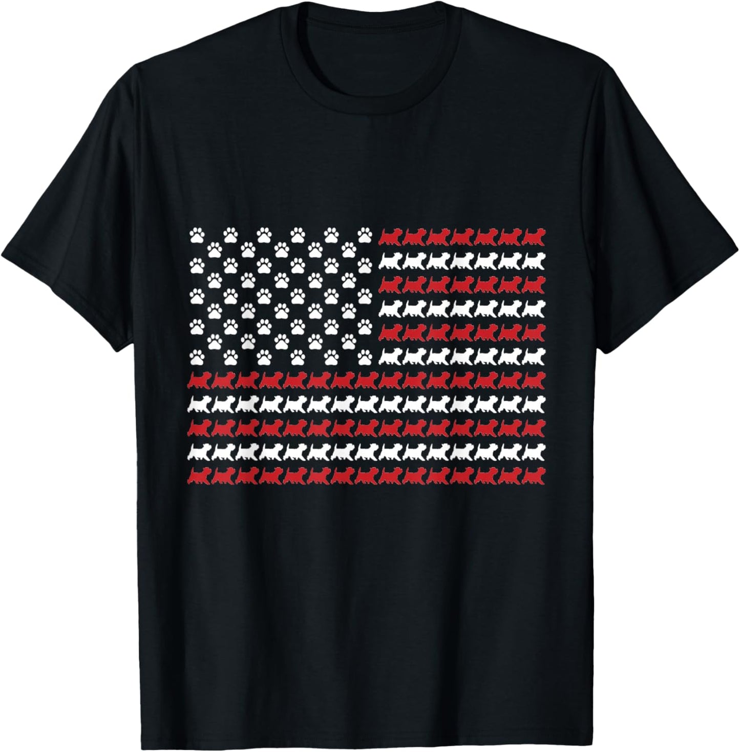Westie 4th of July Dog Paw Print American Flag T-Shirt - T-Shirt | Black