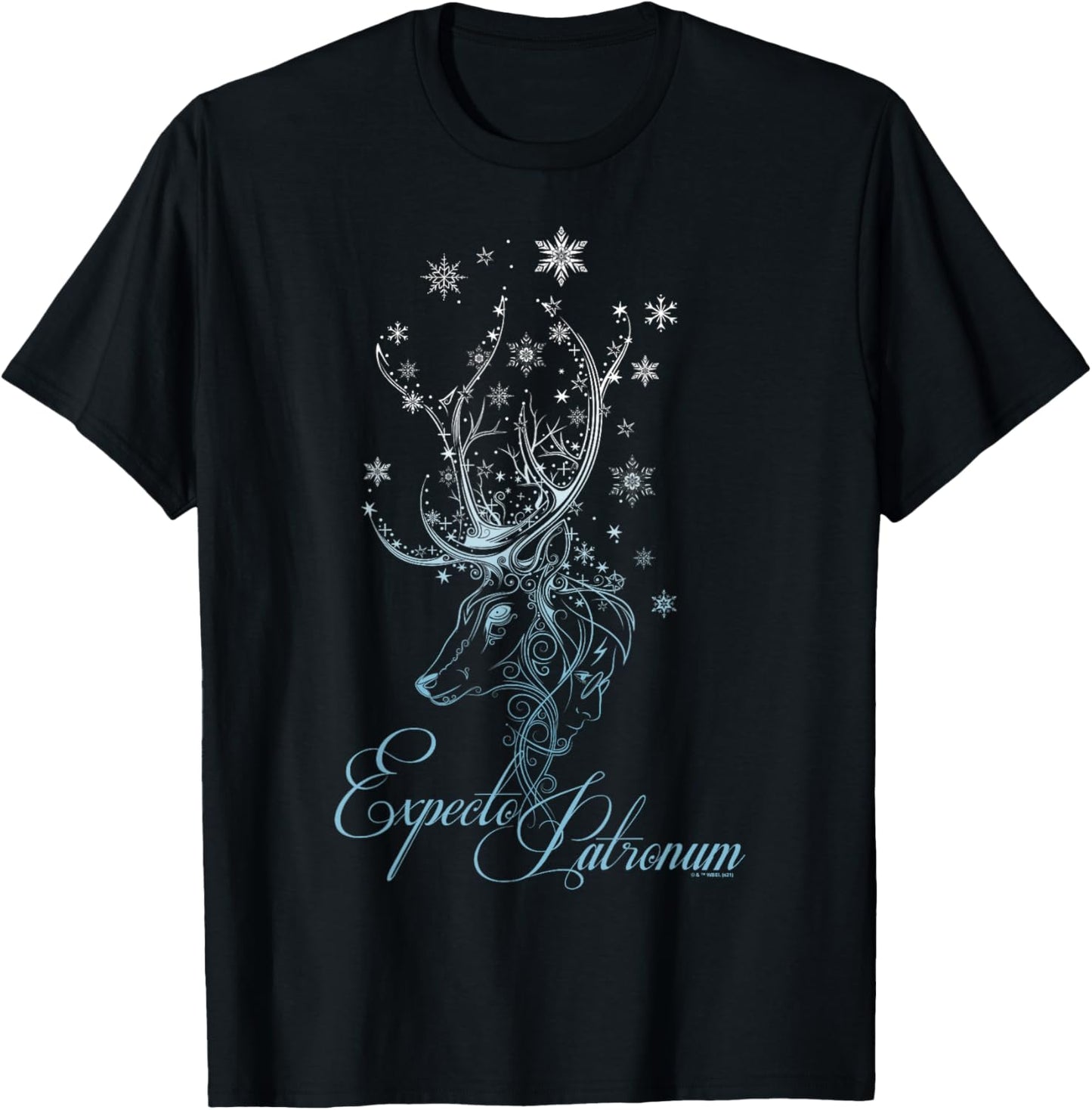 Harry Potter Magical Snowflake Deer Poster T-Shirt - T-Shirt | Black
