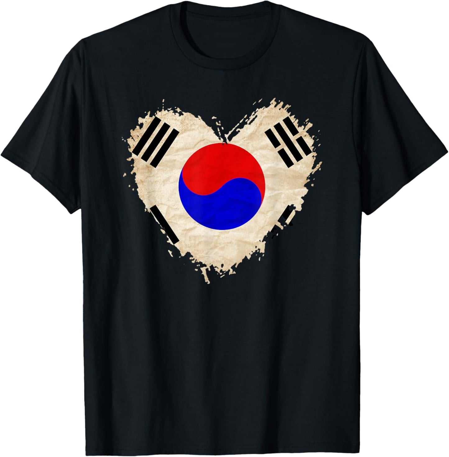 South Korea Flag Love Heart Patriotic Mom Dad Family School T-Shirt - T-Shirt | Black