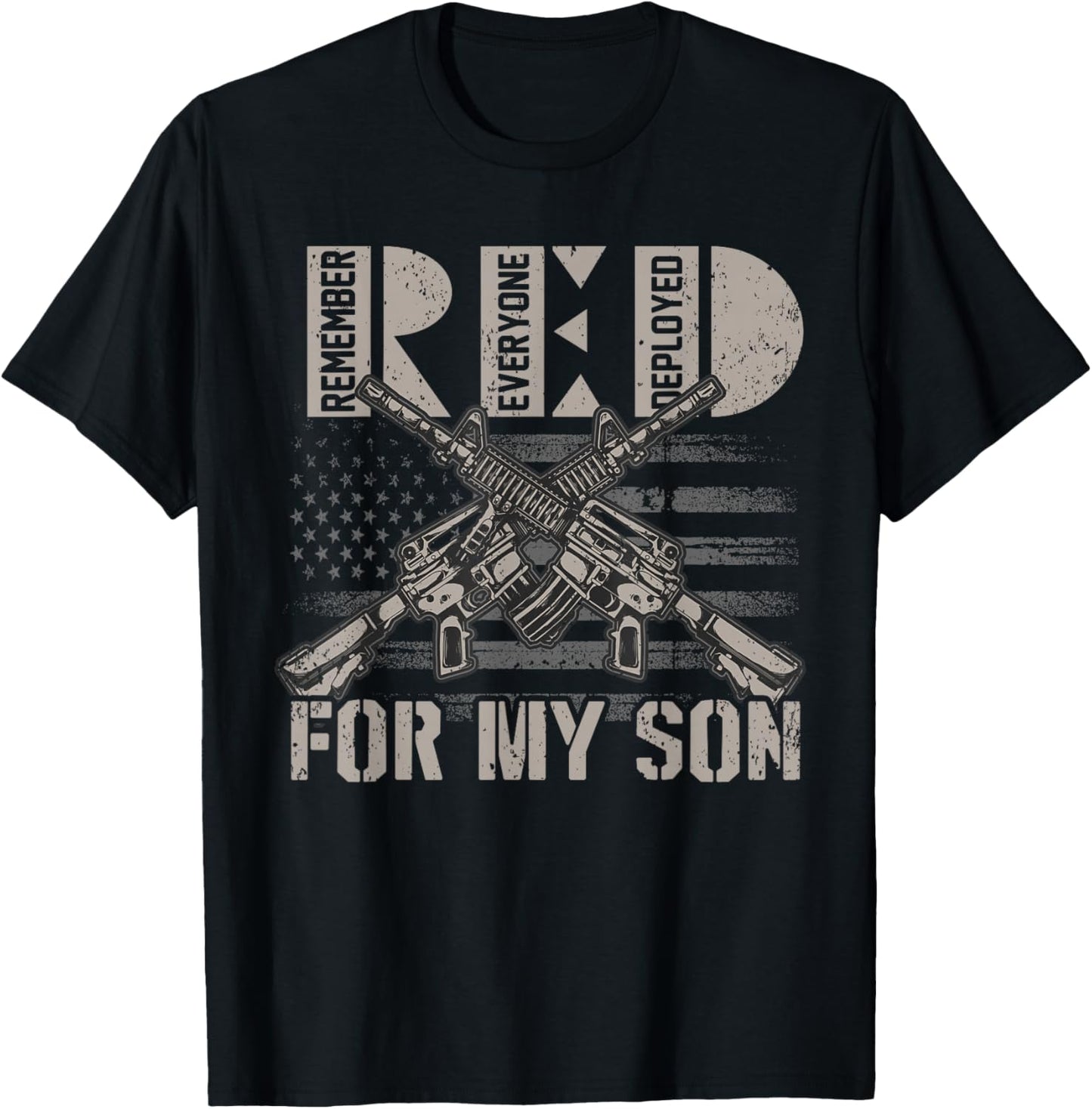 I Wear Red For My Son Red Friday Soldier Military Mom T-Shirt - T-Shirt | Black