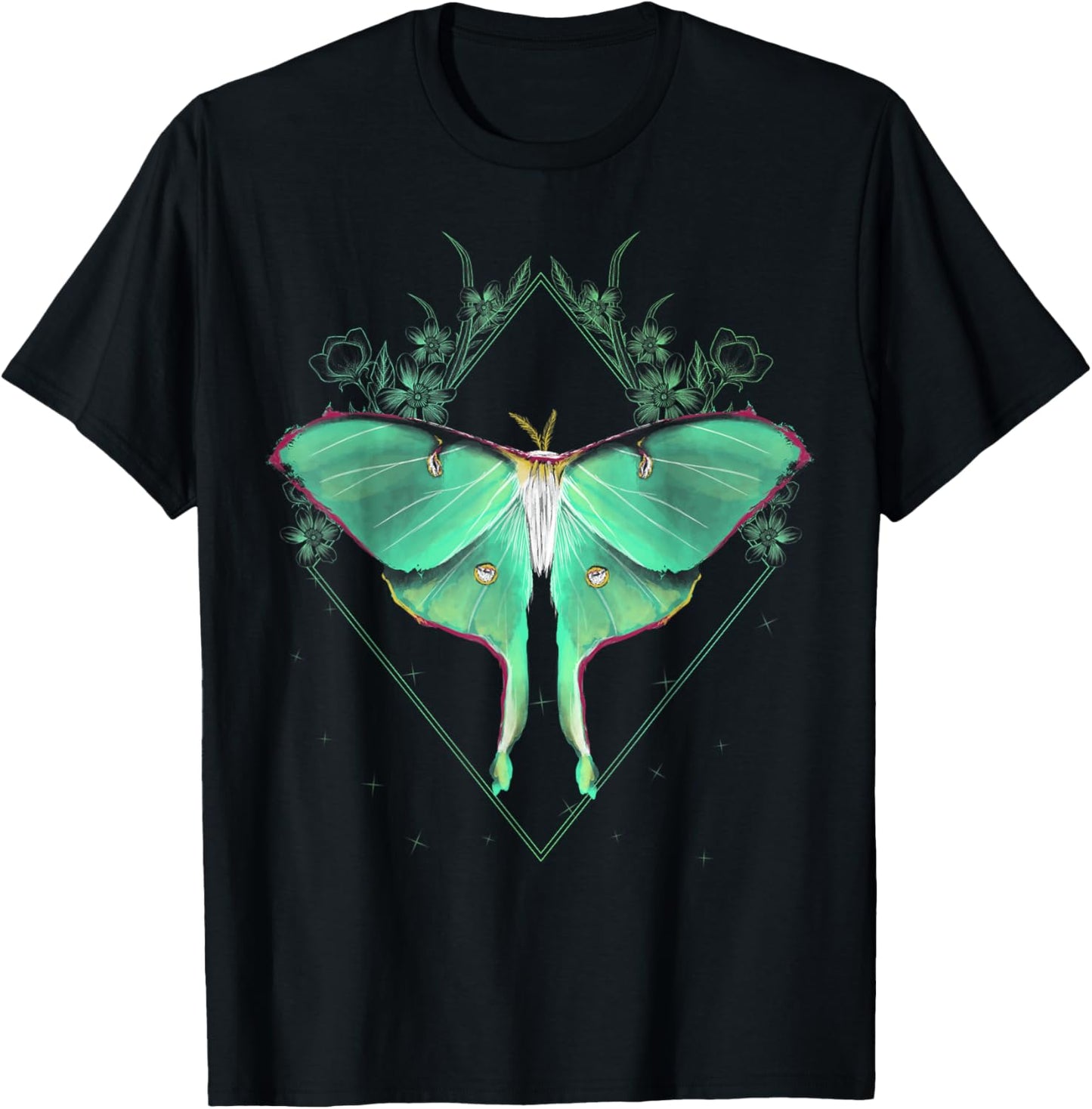 Cute Luna Moth Beautiful Butterfly Insect Lover Themed T-Shirt - T-Shirt | Black