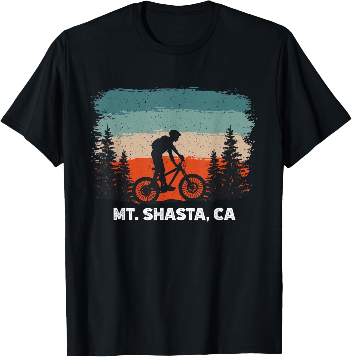 Mountain Bike Retro Sunset Vintage Mt. Shasta, CA T-Shirt - T-Shirt | Black