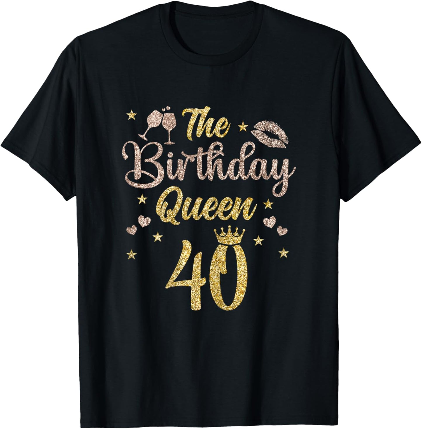 40 Years Bday Queen 40th Birthday Queen Forty T-Shirt - T-Shirt | Black