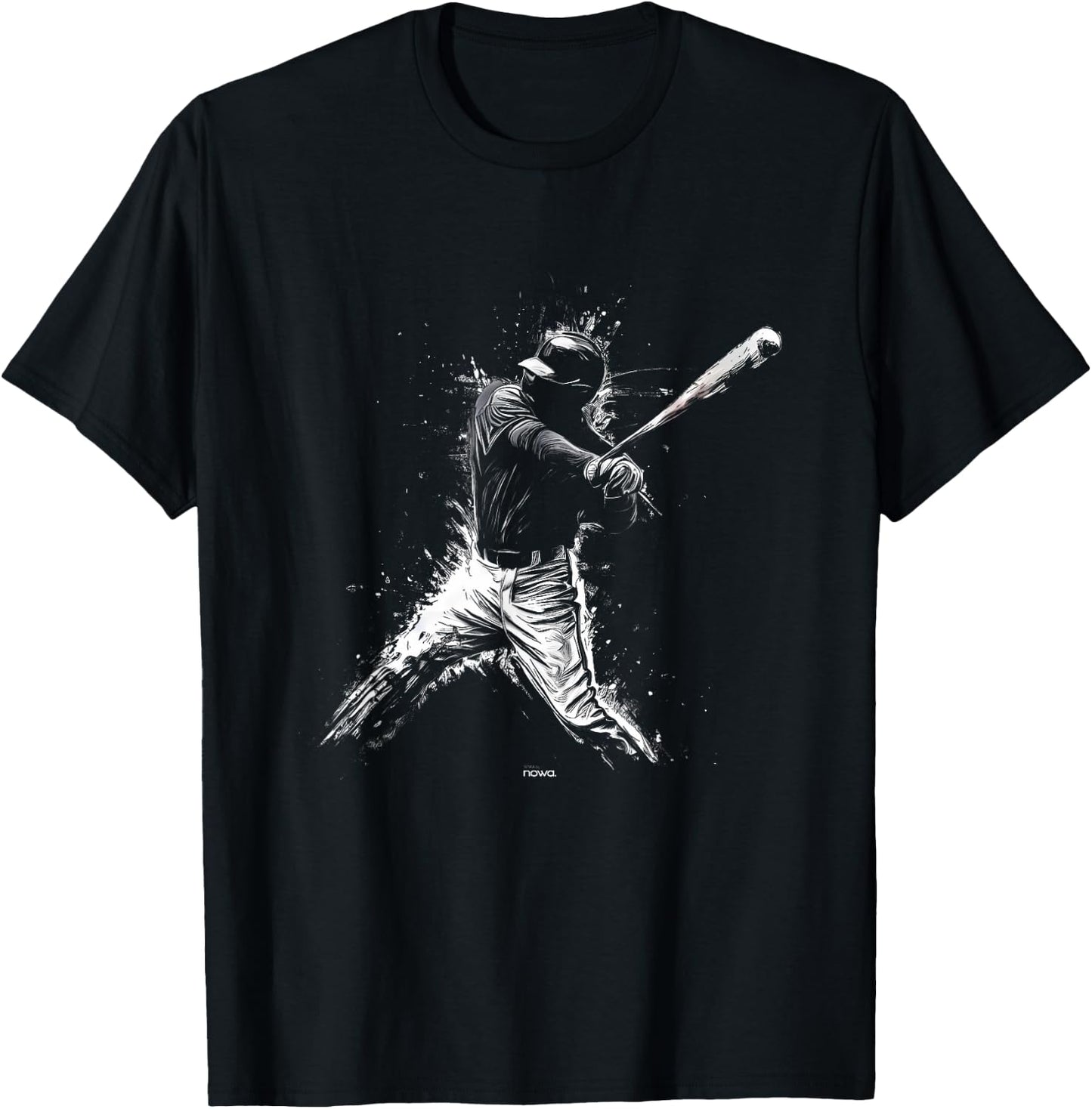 Baseball Left Handed Batter with Cap Hitting for Home Run T-Shirt - T-Shirt | Black