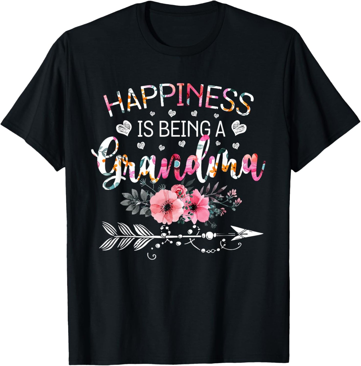 Happiness is being a Grandma Announcement Mothers Day T-Shirt - T-Shirt | Black