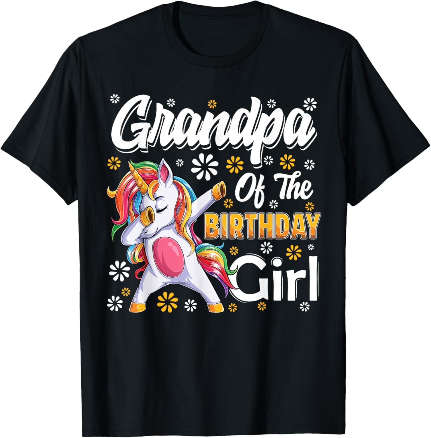 awesome dabbing unicorn birthday Grandpa Family Matching T-Shirt - T-Shirt | Black