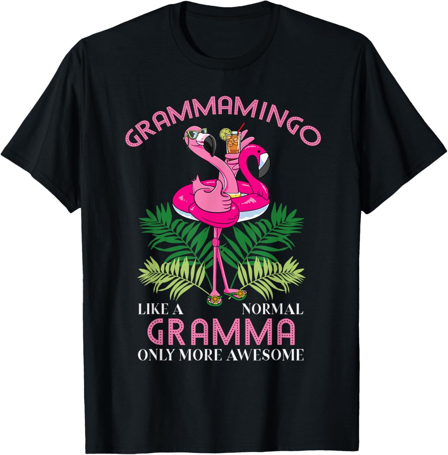 Grammamingo Gramma Flamingo Lover Grandma Grandmother T-Shirt - T-Shirt | Black