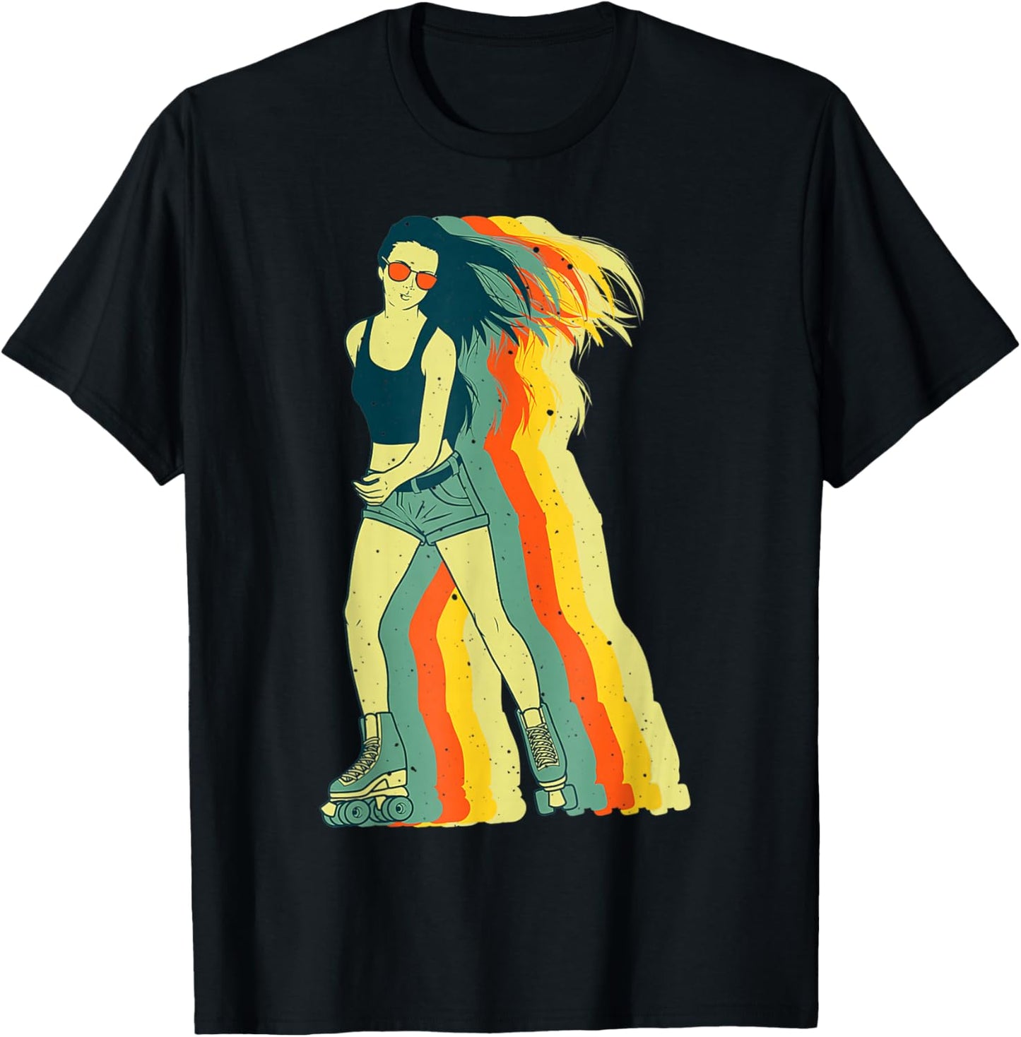 Women Roller Skater Vintage Roller Skating Design For Girls T-Shirt - T-Shirt | Black