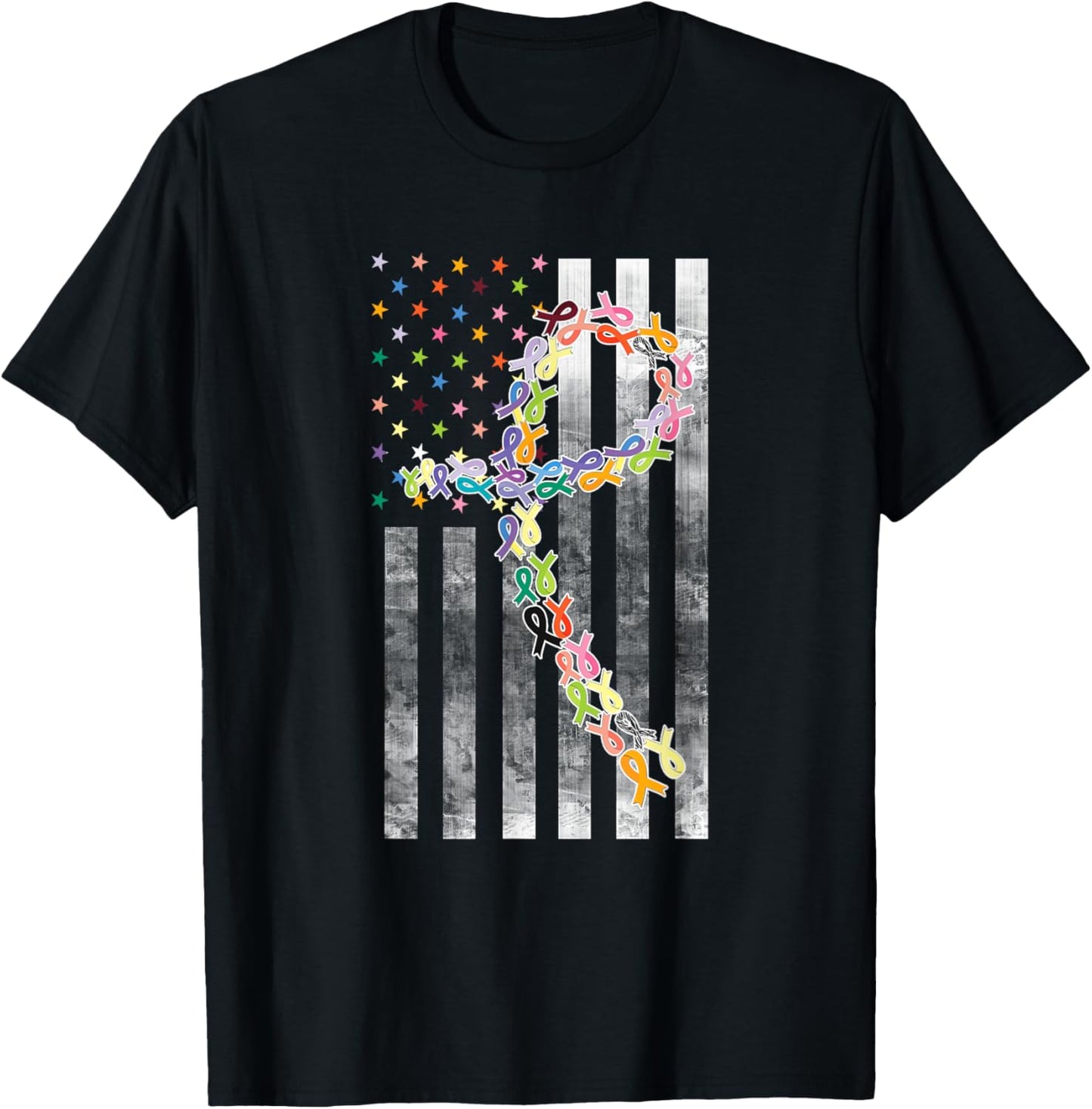 All Cancer Matters Awareness Day Ribbon Flag T-Shirt - T-Shirt | Black
