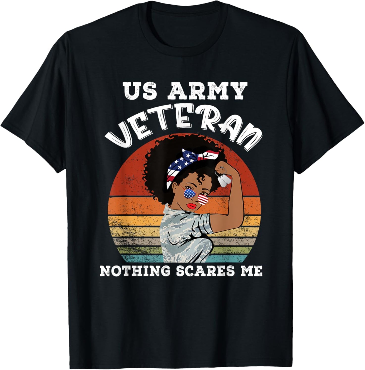 African American Woman Army Veteran Black Woman Army Veteran T-Shirt - T-Shirt | Black