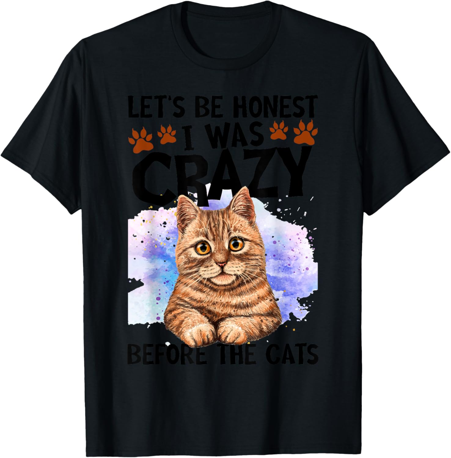 Let's Be Honest I Was Crazy Before The Cats Cat Lover T-Shirt - T-Shirt | Black