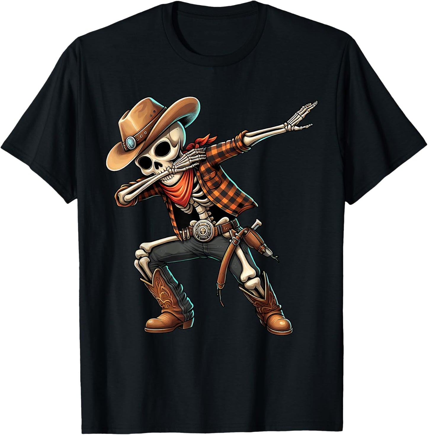 Dabbing Skeleton Cowboy Halloween Costume for Kids Boys Men T-Shirt - T-Shirt | Black