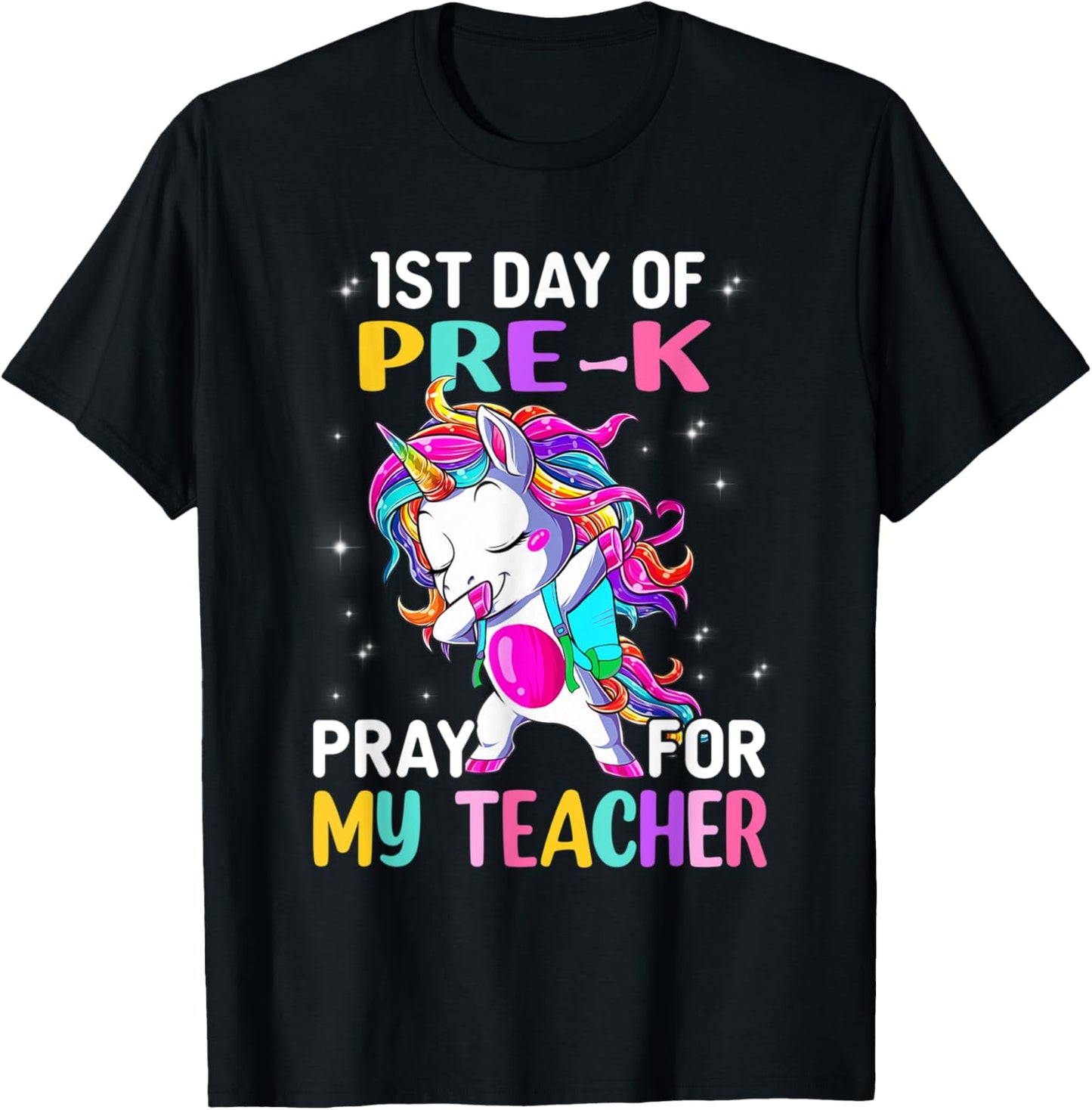 First Day Of Pre-K Pray For My Teacher Back To School Men Women Kids T-Shirt - T-Shirt | Black