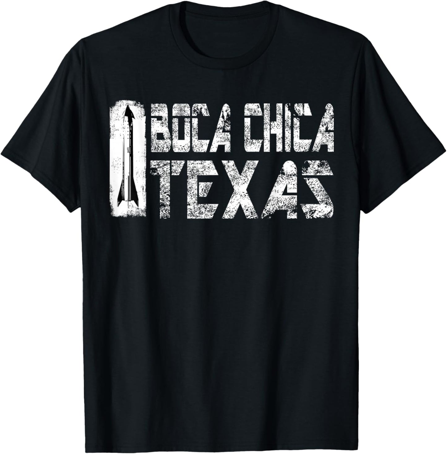 Boca Chica Texas Starship Retro White T-Shirt - T-Shirt | Black