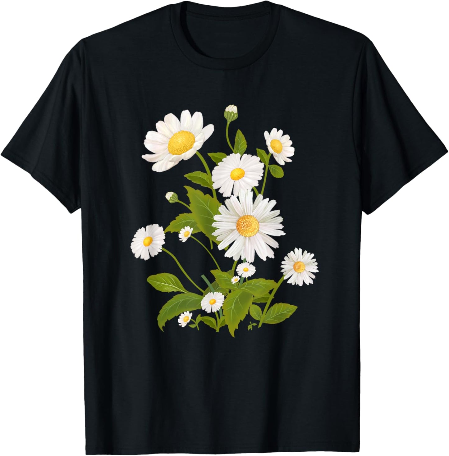 Daisy Print Shirt Marguerite Daisy Flower T-Shirt - T-Shirt | Black