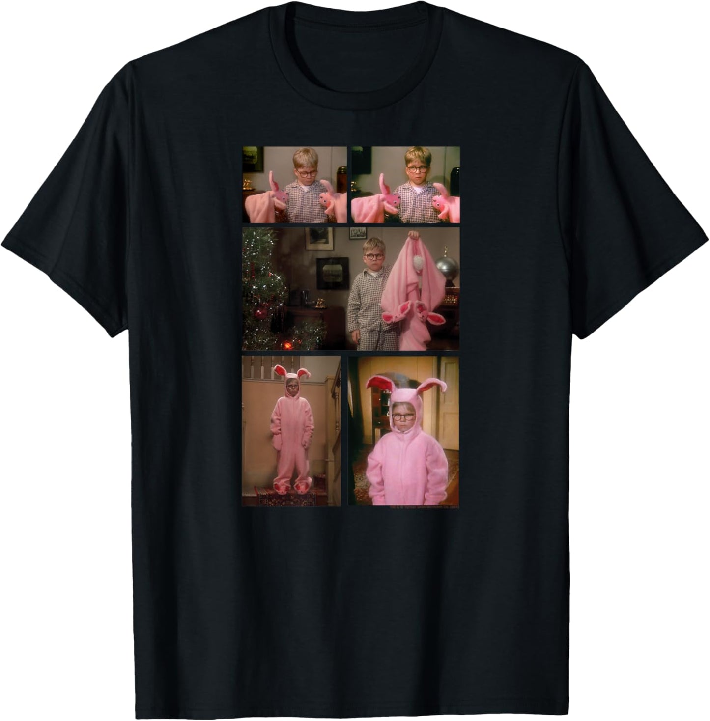 A Christmas Story Ralphie Bunny Suit Photo Collage Holiday T-Shirt - T-Shirt | Black