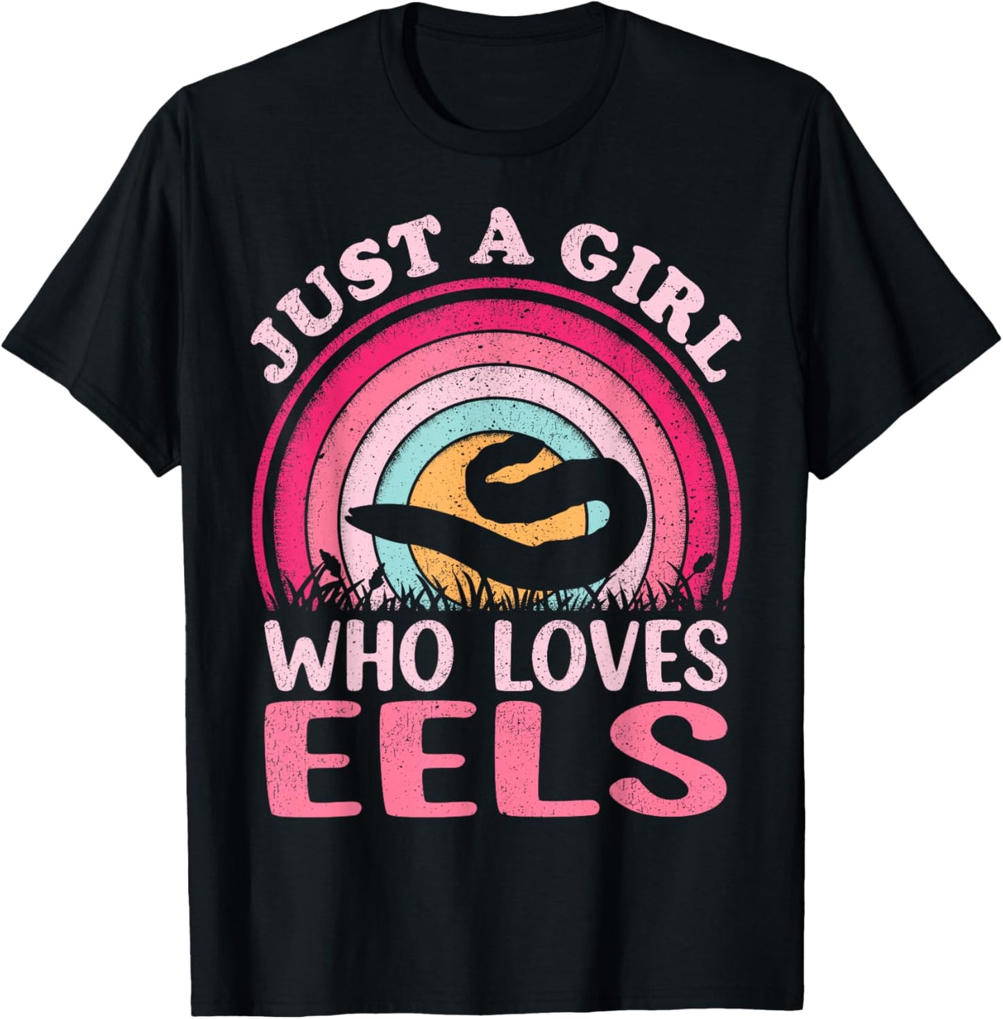 Eel Fish Vintage Retro Just A Girl Who Loves Eels T-Shirt - T-Shirt | Black