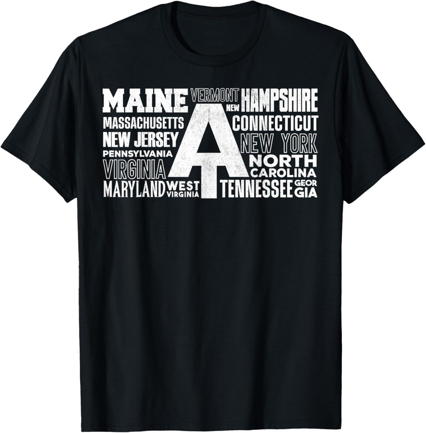 Appalachian Trail Symbol Word Cloud With US Staates T-Shirt - T-Shirt | Black