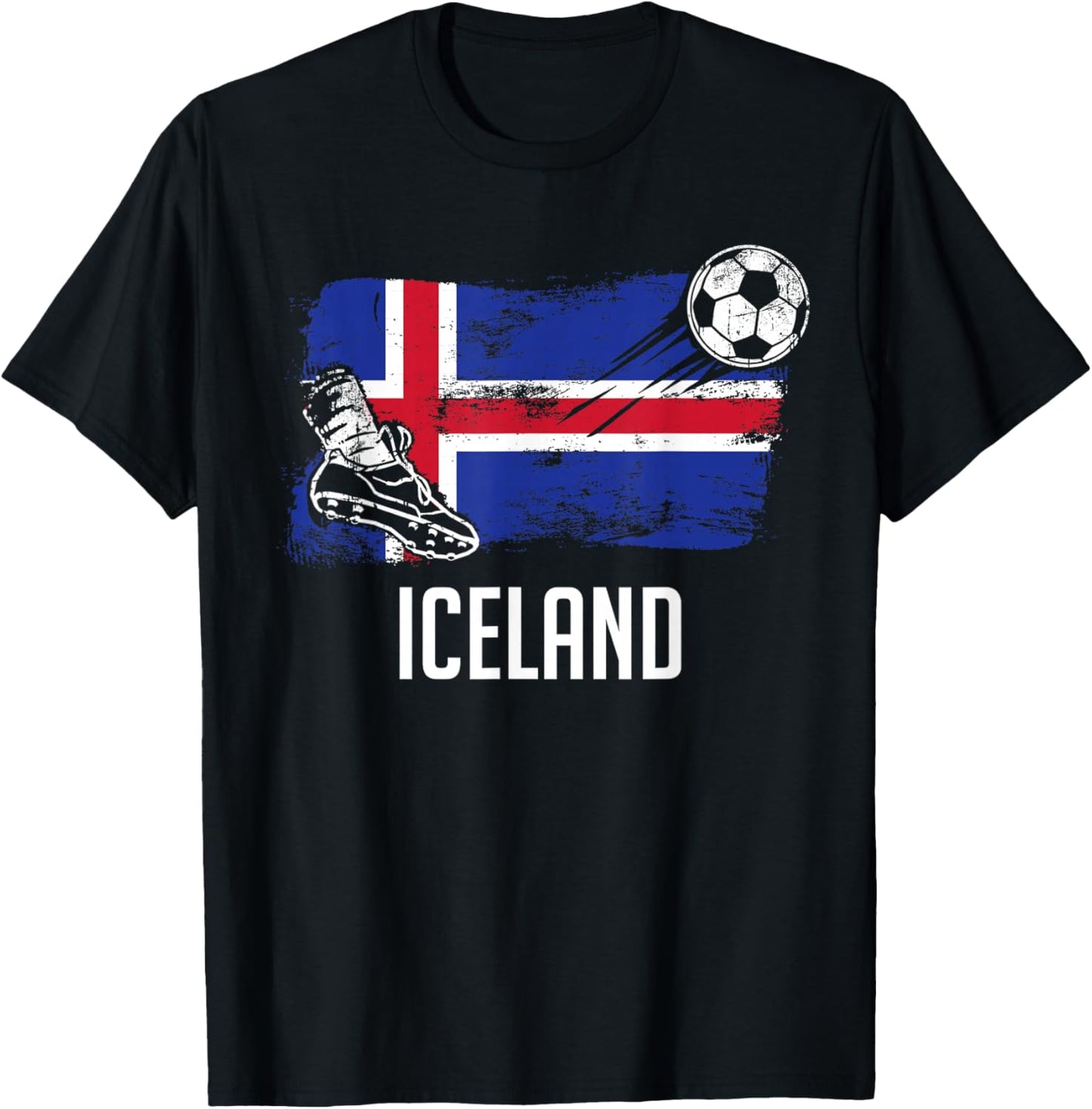 Iceland Flag Jersey Icelandic Soccer Team Icelandic T-Shirt - T-Shirt | Black