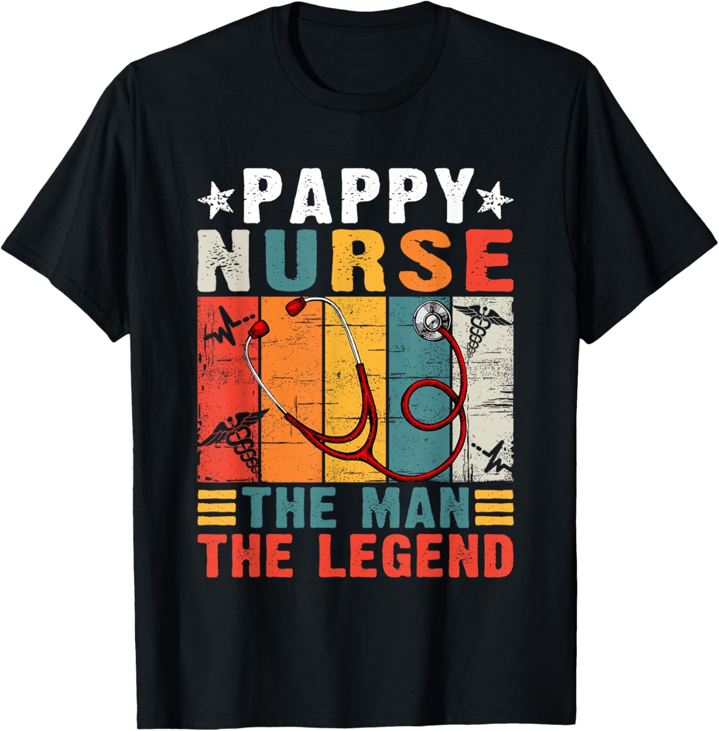 Father's Day Vintage Pappy Nurse The Man The Legend T-Shirt - T-Shirt | Black