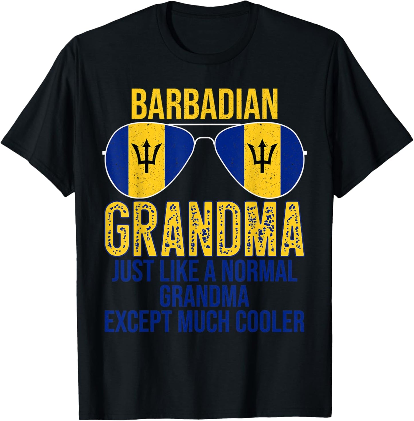 Barbadian Grandma Barbados Flag Sunglasses Mother's Day T-Shirt - T-Shirt | Black
