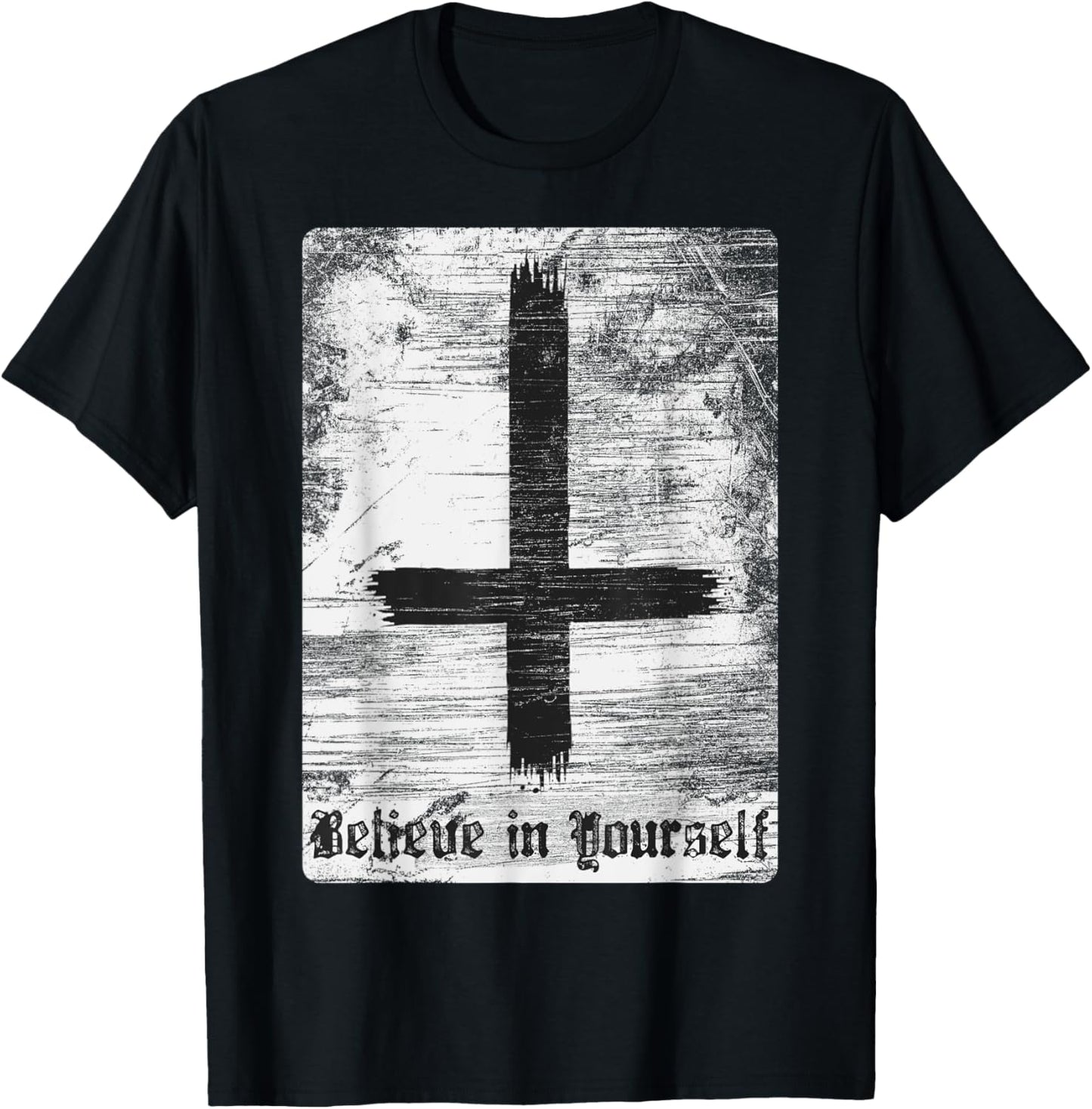 Inverted Cross Atheist Believe in yourself Anti Religion T-Shirt - T-Shirt | Black