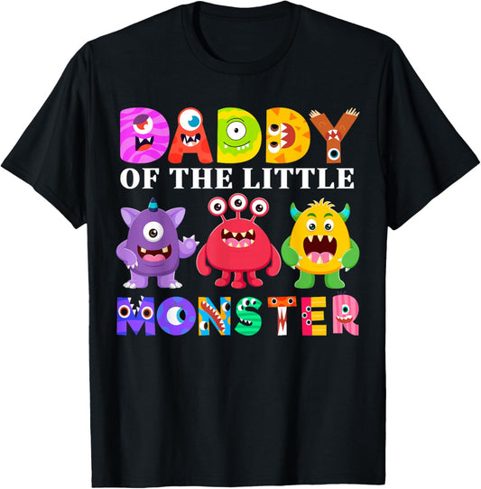 Daddy Of The Little Monster Birthday Party Family Monster T-Shirt - T-Shirt | Black