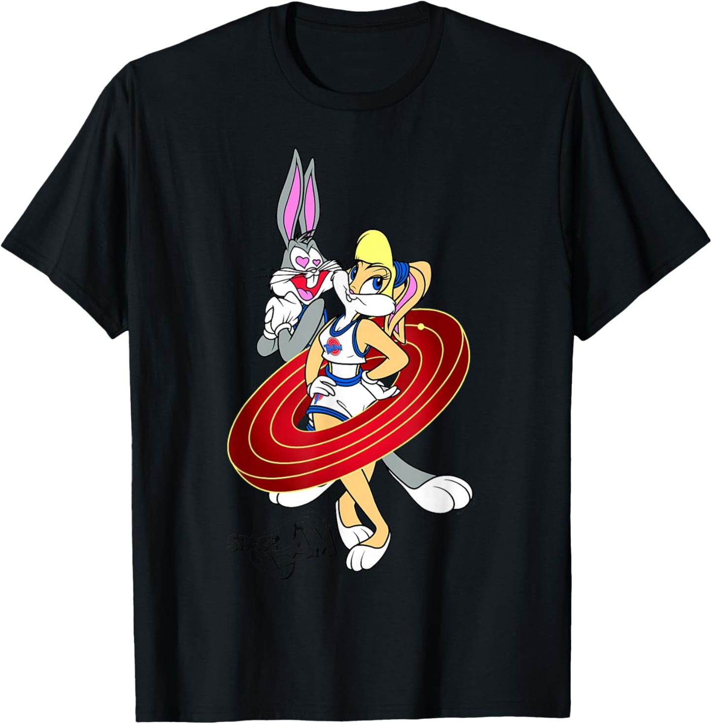Space Jam Classic Bugs and Lola Bunny Heart Eyes Logo T-Shirt - T-Shirt | Black