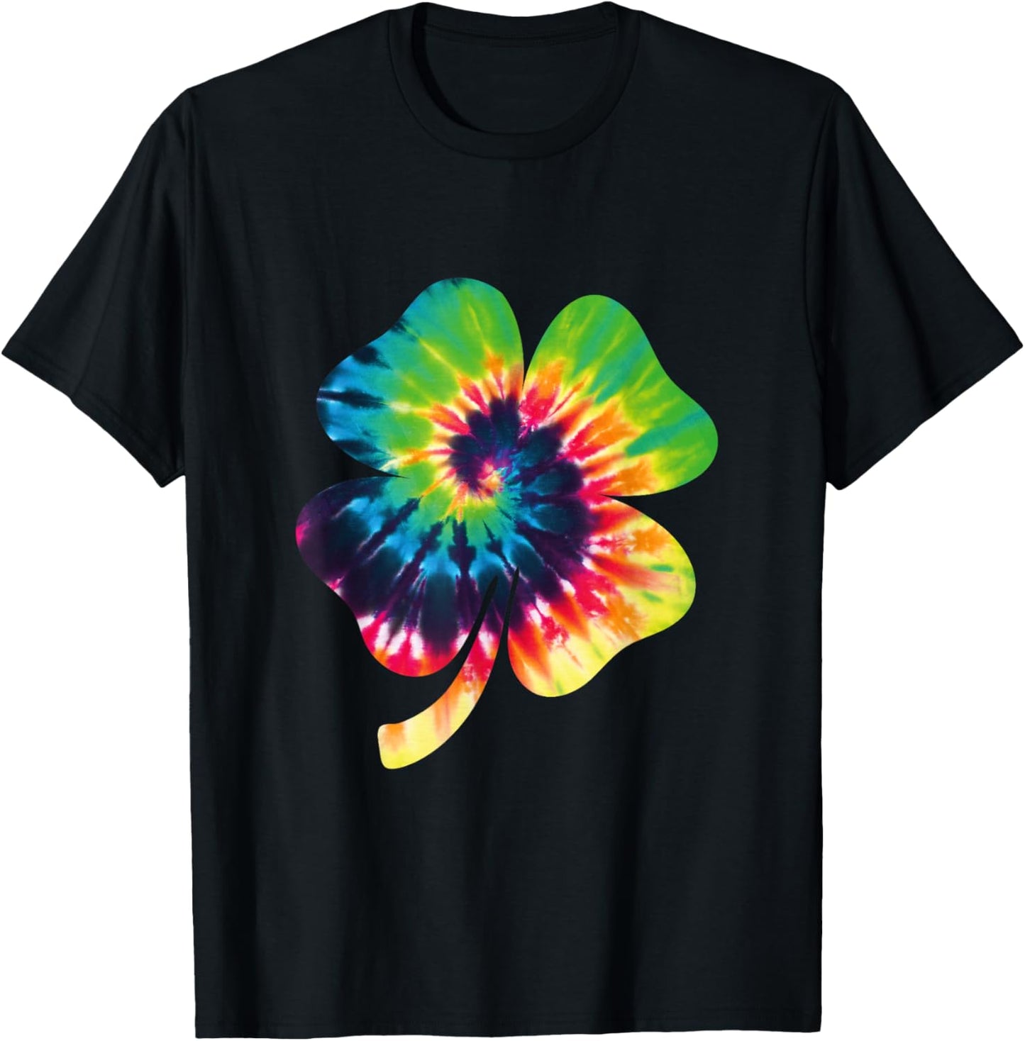 Shamrock Tie Dye Happy St Patrick's Day Hippie Clover T-Shirt - T-Shirt | Black