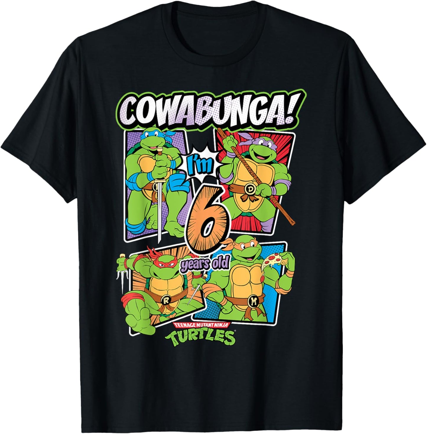 Mademark x Teenage Mutant Ninja Turtles - Cowabunga I'm 6 Years Old Teenage Mutant Ninja Turtles T-Shirt - T-Shirt | Black