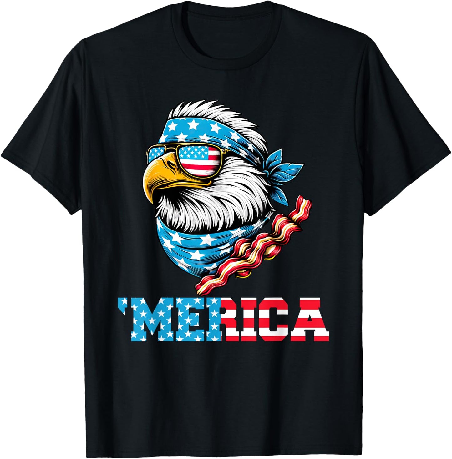 Merican Patriotic Apparel July 4th Celebrations USA Pride T-Shirt - T-Shirt | Black