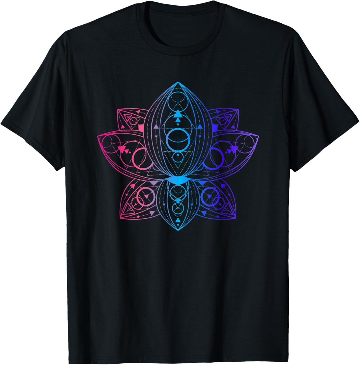 Sacred Geometry Lotus Art Good Vibes Only Yoga T-Shirt - T-Shirt | Black