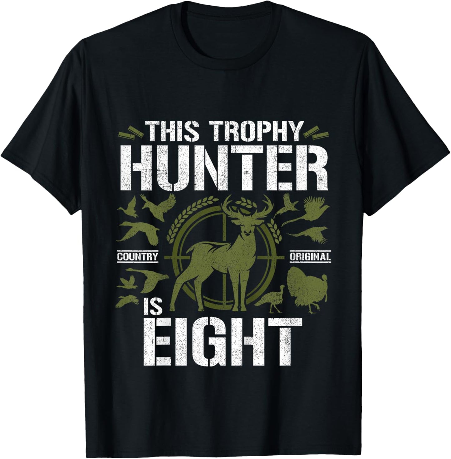 8 Year Old Hunting Birthday Party Duck Deer Hunter 8th Gift T-Shirt - T-Shirt | Black