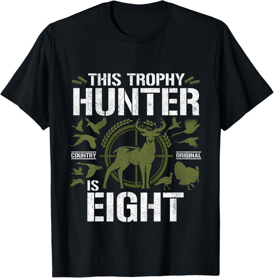 8 Year Old Hunting Birthday Party Duck Deer Hunter 8th Gift T-Shirt - T-Shirt | Black