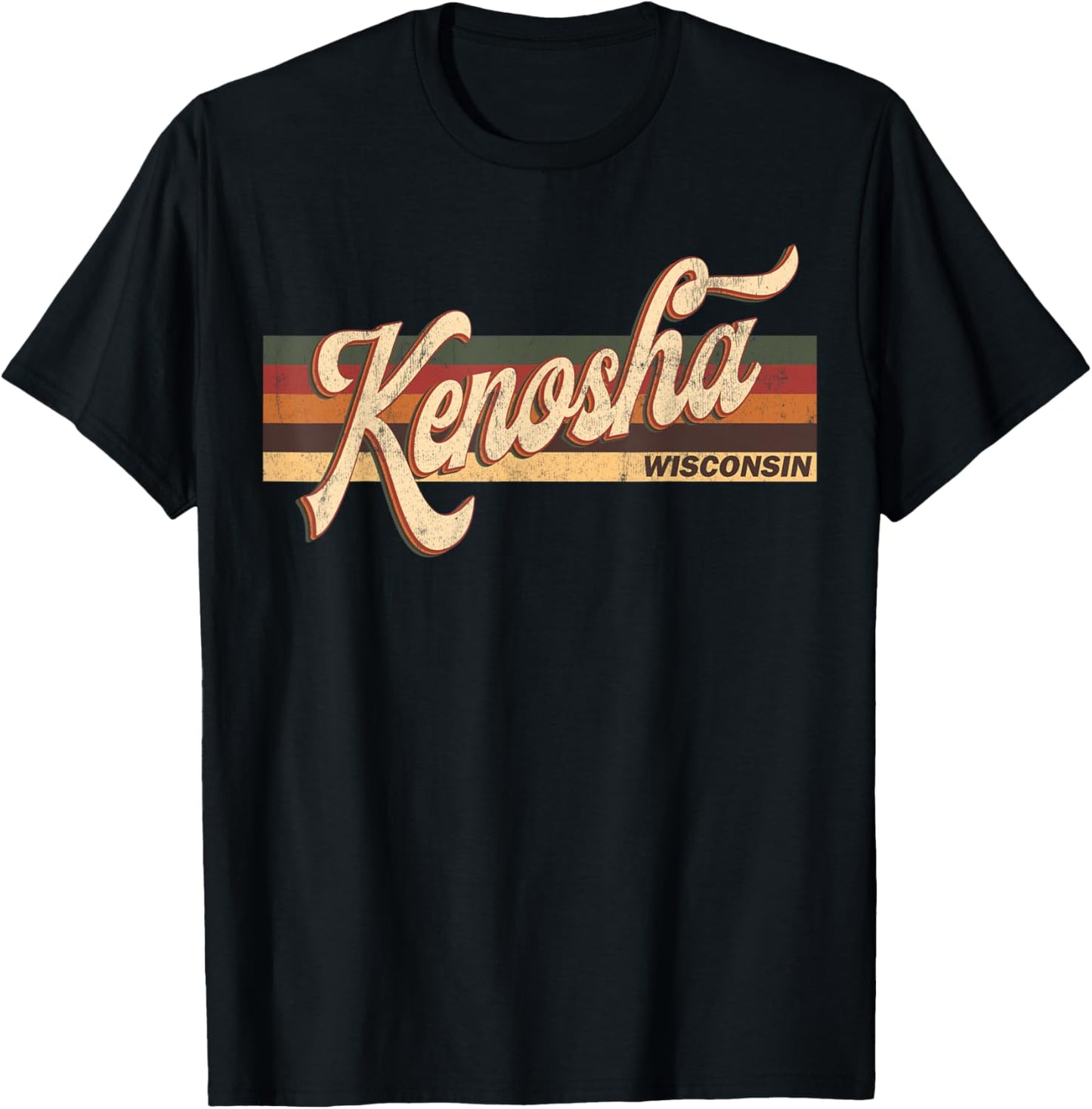 kenosha Wisconsin - Retro 1970's 80'S Style T-Shirt - T-Shirt | Black