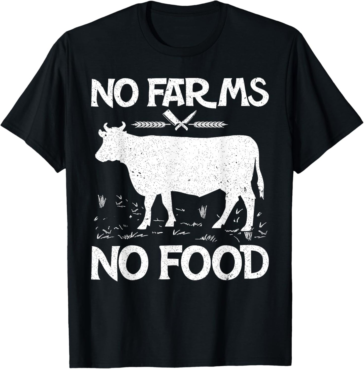 No Farms No Food Cow Farm Farmer T-Shirt - T-Shirt | Black