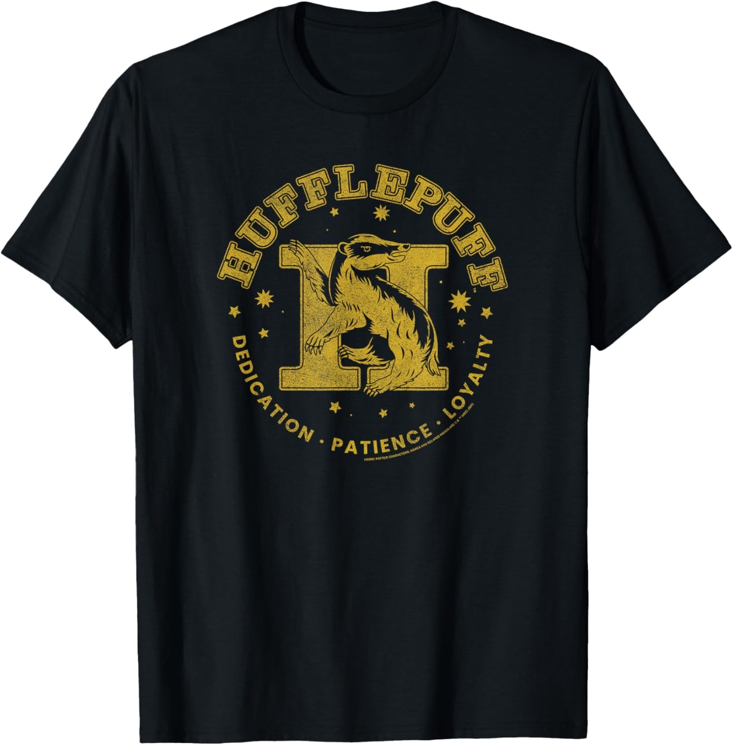 Harry Potter House Hufflepuff Gold Badger Collegiate Logo T-Shirt - T-Shirt | Black