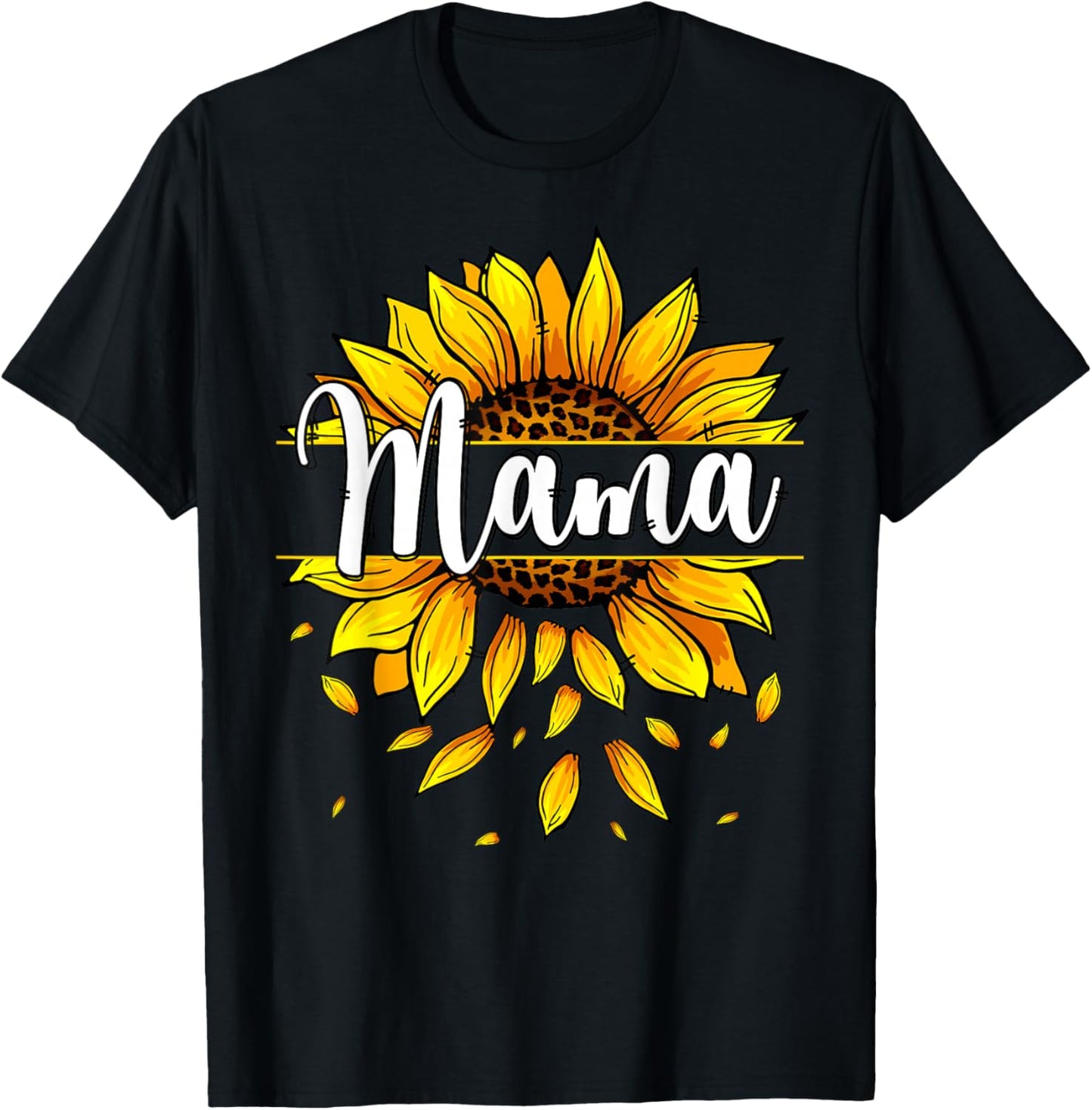 Mama With Yellow Sunflower Floral Graphic Mothers Day T-Shirt - T-Shirt | Black